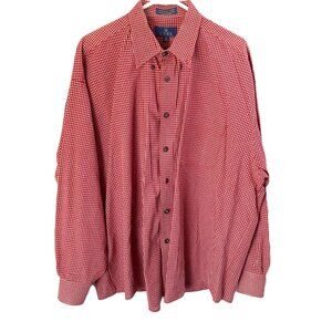 Enro Men's Dress Shirt Size 2X Button up Long Sleeve Red White Business Work